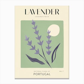 Vintage Green And Purple Lavender Flower Of Portugal Canvas Print