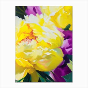 Close Up Of Peonies Yellow Colourful Painting Canvas Print