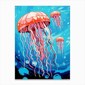 Colourful Jellyfish Illustration 2 Canvas Print