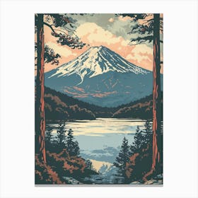 Mount Fuji Japan 9 Retro Illustration Canvas Print