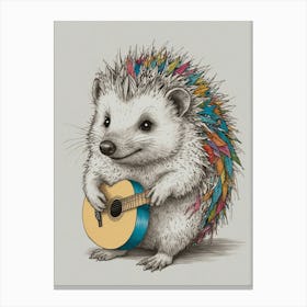 Hedgehog Playing Guitar 10 Canvas Print