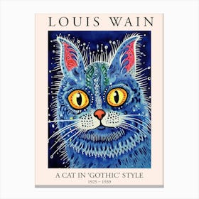 Louis Wain, A Cat In Gothic Style, Blue Cat Poster 5 Canvas Print