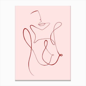 One line Pink Nude 3 Canvas Print