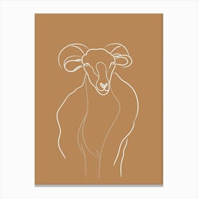 Ram - Boho, Line Art 1 Canvas Print