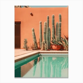Morrocan Style Swimming Pool Cacti Summer Photography Canvas Print