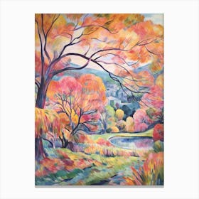 Autumn Gardens Painting Stourhead Gardens United Kingdom 2 Canvas Print