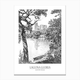 Laguna Gloria Austin Texas Black And White Drawing 1 Poster Canvas Print