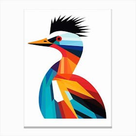 Colourful Geometric Bird Grebe Canvas Print