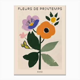 Spring Floral French Poster  Rose 4 Canvas Print