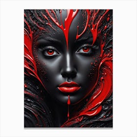 Woman In Black And Red Canvas Print