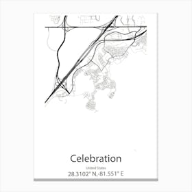 Celebration,United States Minimalist Map Canvas Print