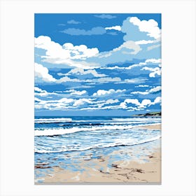 A Screen Print Of Hayle Towans Beach Cornwall 1 Canvas Print