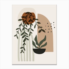 Indoor Plants Beige Boho Botanical Canvas Print
