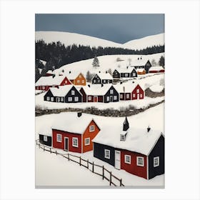 Scandinavian Village Scene Painting (23) Canvas Print