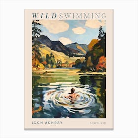 Wild Swimming At Loch Achray Scotland 2 Poster Canvas Print