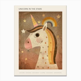 Unicorn & Stars Muted Pastels 4 Poster Canvas Print