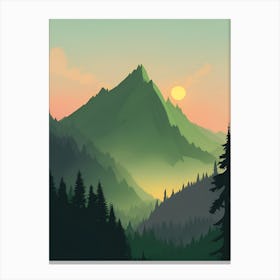 Misty Mountains Vertical Composition In Green Tone 205 Canvas Print