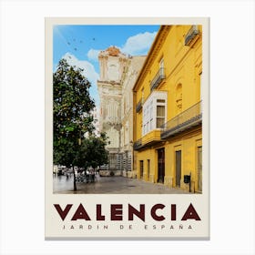 Valencia Spain Travel Poster Canvas Print