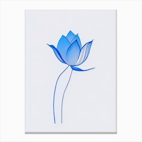 Blue Lotus Minimal Line Drawing 2 Canvas Print