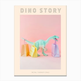 Pastel Toy Dinosaur With Shopping Bags 3 Poster Canvas Print