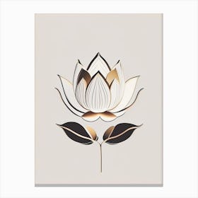 Lotus Flower In Garden Retro Minimal 5 Canvas Print