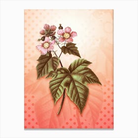 Purple Flowered Raspberry Vintage Botanical in Peach Fuzz Polka Dot Pattern n.0293 Canvas Print