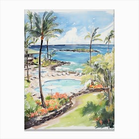 Four Seasons Resort Hualalai   Kailua Kona, Hawaii   Resort Storybook Illustration 1 Canvas Print