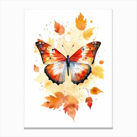 A Butterfly Watercolour In Autumn Colours 0 Canvas Print