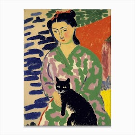 Matisse  Style La Japonaise With A Black Cat Canvas Print