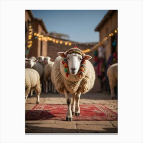 Sheep In A Village Canvas Print