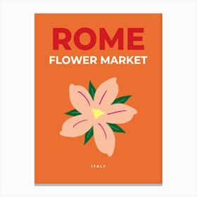 Flower Market Rome Italy Orange Canvas Print