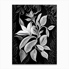 Jasmine Leaf Linocut Canvas Print