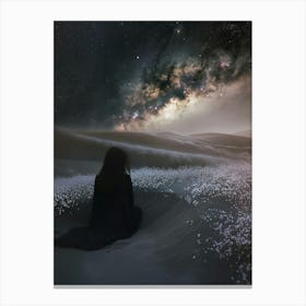 Girl In The Desert - solitude galaxy Canvas Print