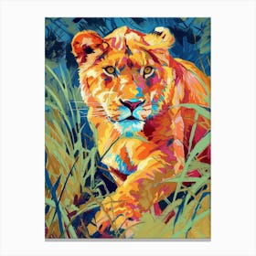 Asiatic Lion Lioness On The Prowl Fauvist Painting 4 Canvas Print