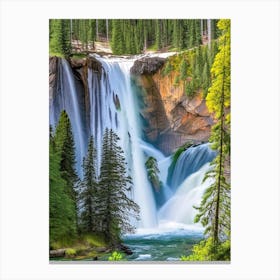Grizzly Falls, United States Realistic Photograph (1) Canvas Print