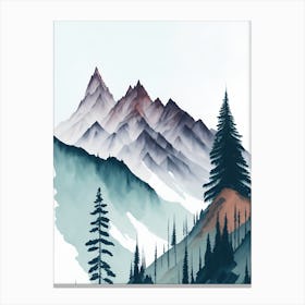 Mountain And Forest In Minimalist Watercolor Vertical Composition 255 Canvas Print