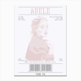 Receipt Art Adele Red 1 Canvas Print