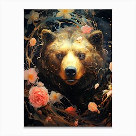 Bear With Flowers Canvas Print