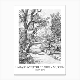 Umlauf Sculpture Garden Museum Austin Texas Black And White Drawing 1 Poster Canvas Print