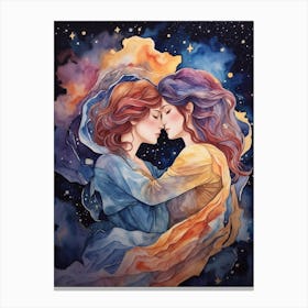 Two Women Kissing Canvas Print