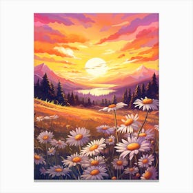 Daisy Wildflower With Sunset (1) Canvas Print