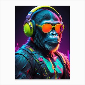Gorilla In Headphones Canvas Print