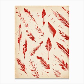 Brushstroke Designed Hand Drawn Arrow Icons Detailed Brushwork Strokes Visible Mix Of Red And Bro Canvas Print