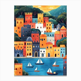 An Illustration Style Poster Of Rhodes 1 Canvas Print