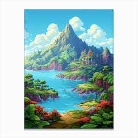 Island Landscape Pixel Art 4 Canvas Print