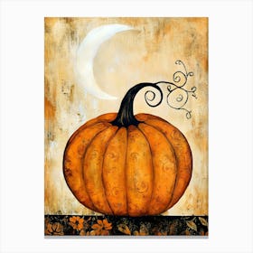 Pumpkin With Moon Canvas Print