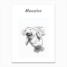 B&W Manatee Poster Canvas Print