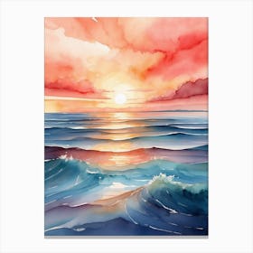 Watercolor Sunset Painting Canvas Print