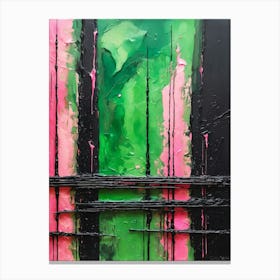 Abstract Pink Green Painting Canvas Print