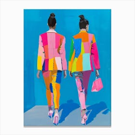 Two Women In Colorful Suits 2 Canvas Print